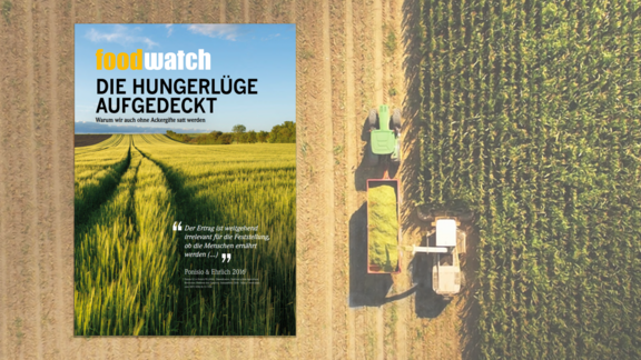Reportcovercollage auf Hintergrund eines Ackers